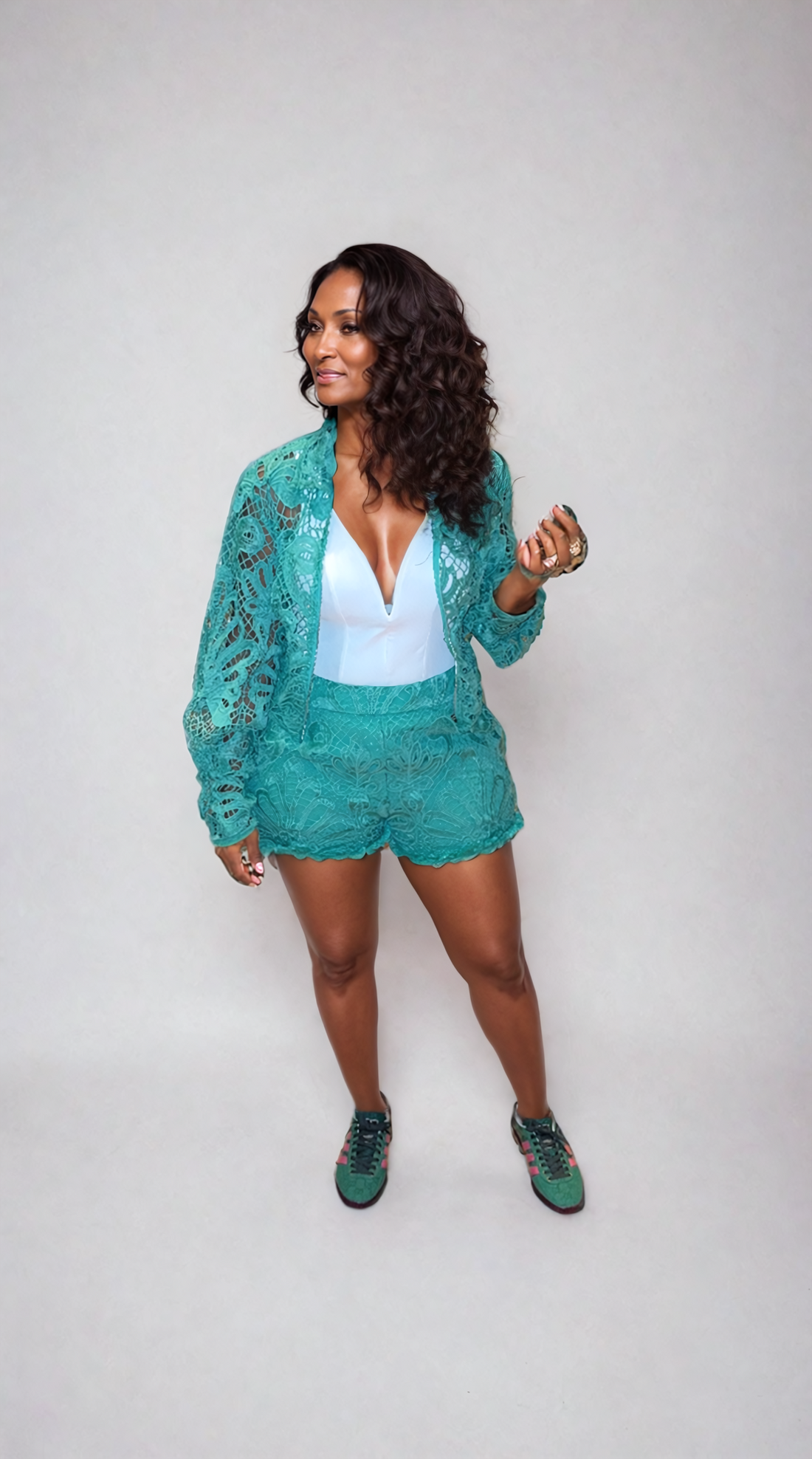Emerald Elegance Lace Set